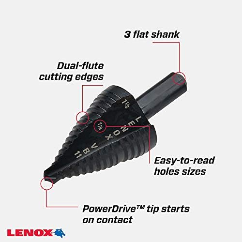 Lenox Step brill bit, 7/8 a 1-1/8 polegadas