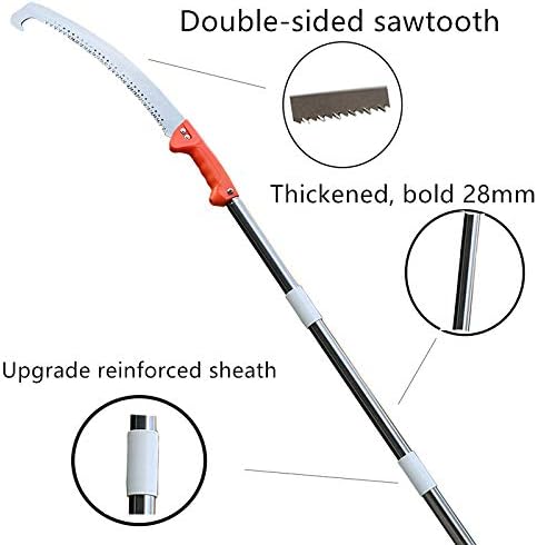 Saw Sawes Saw ， de 8 pés serras de poste Blade para aparar árvore Aperto de árvore Poso de pó de mão de extensão Barra de extensão Use manualmente a barra de extensão SAW Tree Brming Bar Splable Limb Swer and Trimmer