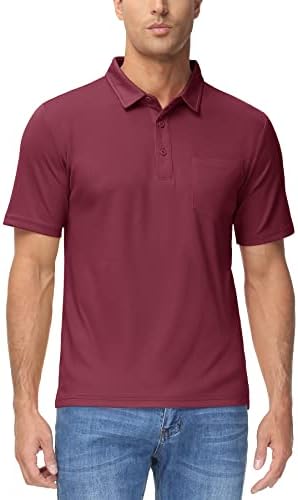 Camisas pólo casuais de Magcomsen para homens de manga curta com camisas de golfe de bolso camisas de verão seco rápido