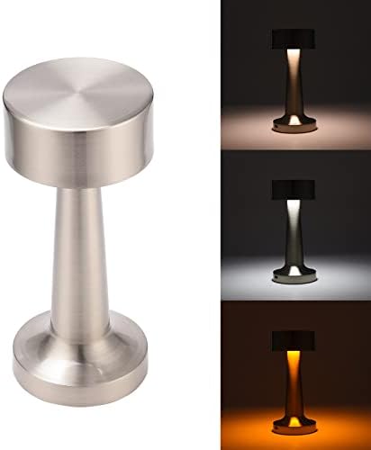 Lâmpada de mesa de metal portátil de metal portátil LiBooi, lâmpada de mesa recarregável de 3 luminárias de mesa, lâmpada de mesa de decoração de brightends, lâmpada de cabeceira, luz noturna para infantil, lâmpada de sala de jantar, lâmpada