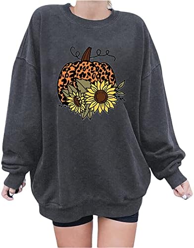 Camisolas de outono de Pimelu para mulheres suéter de pulôver imprimido moletom gráfico de camiseta solta moletom