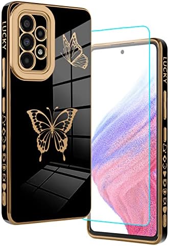 Mzelq projetado para Samsung Galaxy A53 5G Case Butterflies Cute Butterflies Design para mulheres meninas, capa para abundante de borda de arestão com capa de proteção de lente de câmera completa para o Galaxy A53