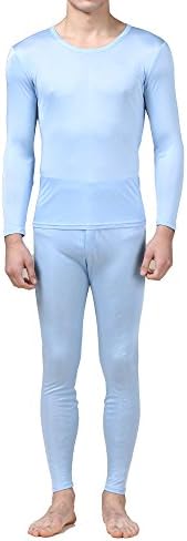 Puro malha de seda redondo pescoço de roupa íntima Long Johns Conjunto