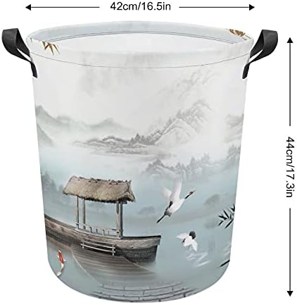 Foduoduo Roupa Birds Birds e Koi Decoração Vista para Lavanderia com Handles Turmper Turmper Dirty Roupas Saco de armazenamento