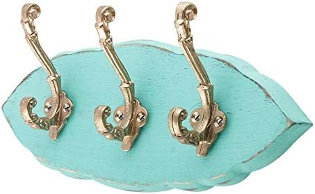 Ganchos -chave da IndianShelf | Ganchos de casaco de montagem verde | Ganchos pesados ​​de madeira para pendurar para a parede | Classic Six Prong Hook | Cabide do gancho de parede | PEG CASACO RACT RACK MOUNTADO [10,16 cm]