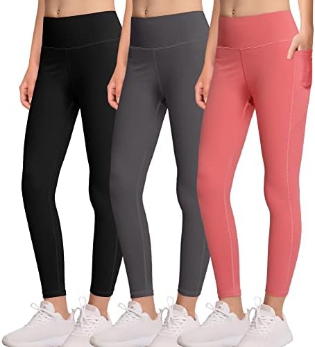 Leggings atléticos de mirity com bolsos para meninas - 3 pacote para crianças trepadeiras de dança de ioga com leggings ativos