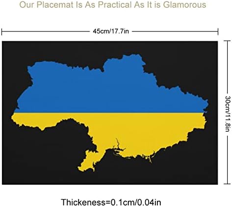 Mapa da bandeira da Ucrânia tapetes de mesa de PVC Placemats laváveis ​​toques de mesa para mesa para mesa de jantar