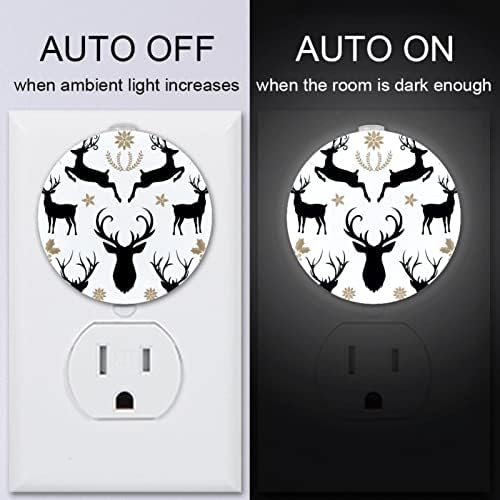 2 Pacote Plug-in Nightlight LED Night Light com Dusk-to-Dewn Sensor for Kids Room, Nursery, Kitchen, Callway Floral com Rain Black