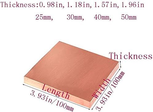 Nianxinn Pure Capper Fellow Block quadrado Placa de cobre plana comprimidos Material Material Molde Metal Diy Arte artesanal 100mmx100mm Folha de cobre puro