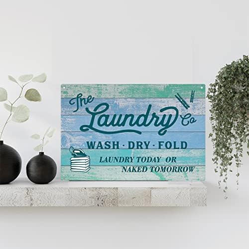 Farmhouse The Laundry Co Tin Sign Sinal Decoração de parede Country 8 x 12 polegadas Rústica lavanderia de metal penduramento