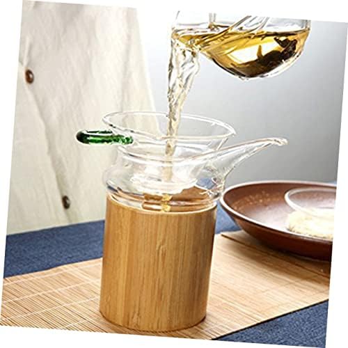 Hanabass Bamboo Glass Copo Copa de chá de chá transparente recipientes de vidro de vidro transparente recipiente de