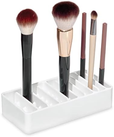 Idesign the Sarah Tanno Collection Silicone Cosmetic and Makeup Brush Solder com slots de tamanho múltiplo, branco