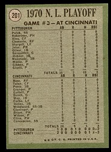 1971 Topps 201 1970 NL Playoffs - Jogo 3 - CLINE Pontue a corrida Ty Cline/Manny Sanguillen Cincinnati/Pittsburgh Reds/Pirates