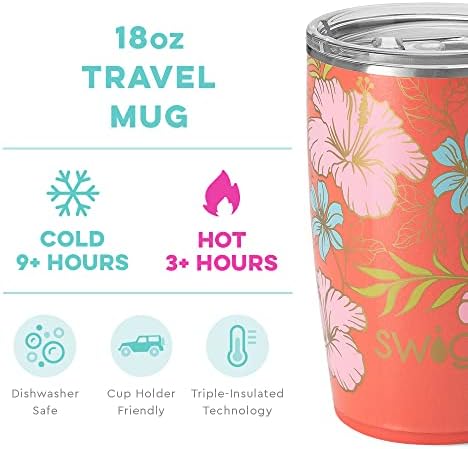 Swig Life 18oz Travel Canela | Tumbler isolado com maçaneta e tampa, porta -copos amigável, lavadora de louça, aço inoxidável,