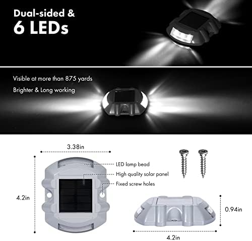 Luzes de doca solares de 12 pacote APONUO, Luzes de deck da entrada solar IP67 Passo de aviso ao ar livre à prova d'água para