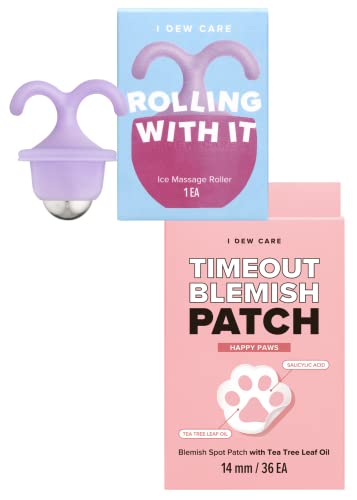 Eu orvalho Care Rolling com ele + Hydrocolóides Acne Pimple Patch - Timeout Blemish Happy Paws Bundle