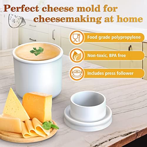 Mold de queijo Grand Way com uma prensa de seguidores - Kit 2L de queijo - Supplies de queijos - Formulário de сEese com prensa - Maker Paneer - Cheese Set for Hard Cheese Edam
