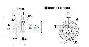 Suportes do eixo witproton - montagem flangeada com fenda e piloto 10mm 1pc