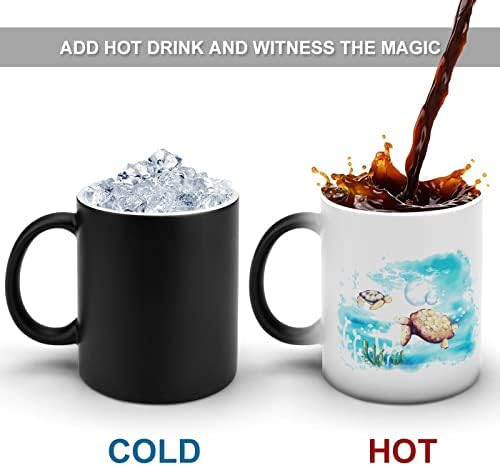 Tartaruga -marinho Mudança de caneca mágica Café de café Cerâmica Cuple