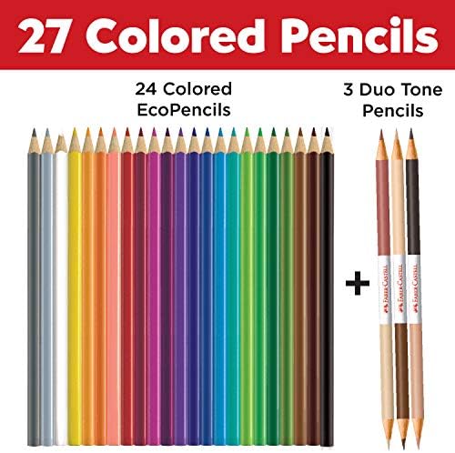 Faber -Castell World Colors EcoPancys, 27 contagem - diversos lápis coloridos de tom de pele para crianças