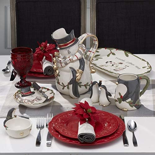 Fitz e Floyd Mistletoe Merrivy Snowman Pitcher, 60 onças, variado