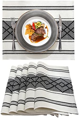 Lufeijiashi elegante placemats espessos para mesa de jantar decoração de fazenda de mesa resistente a calor local local conjunto de 6 tapetes de jantar de pano de tecido de qualidade