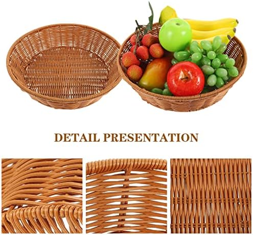Zerodeko Decorative Storage Bins redonda de tecido de cesta de plástico presente cestas de pão cestas de alimentos que servem legumes