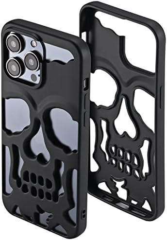 Cool Hollow Skull Matte Black Soft Telefone Caso para Apple iPhone 14 Pro Max Max 6,7 polegadas Cover de proteção de moda fofa de celular