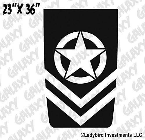 Estrela do exército Chevron Blackout Hood Decalk Sticker Compatível com Jeep Wrangler TJ YJ JK JKU - Black fosco