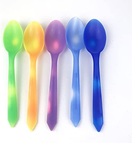 Heyiwell Multicolor Weight Weight Plástico Spuons que mudam de cor, colher de sobremesa, iogurte e sorvete de sorvete