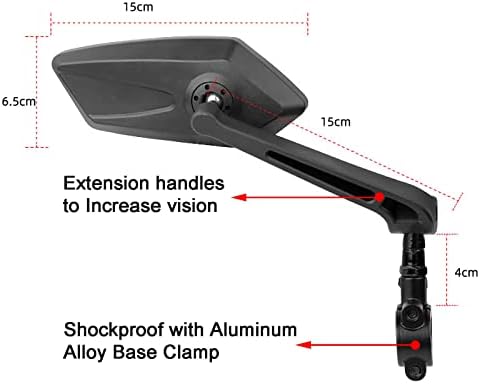Espelho de bicicleta, espelhos de bicicleta de guidão 360 Girar a lente de vidro traseiro, espelho de vista traseira de