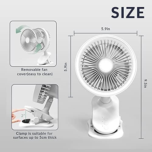 Clipe portátil do SportOut sobre o ventilador operado pelo ventilador Mini ventilador recarregável USB, ventilador de mesa de 3 velocidades com luz LED, grampo resistente para acampamento ao ar livre, esteira, casa, escritório