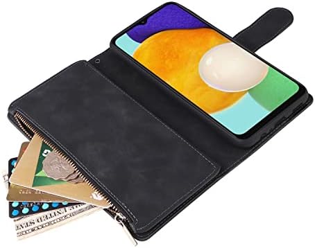 Caixa da carteira lowpznve para galáxia A13 5G, capa Samsung A13 5G, bolso de bolso de bolsa de bolsa de couro com zíper de pulso