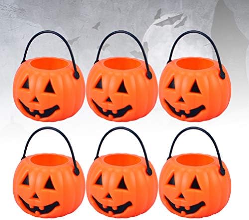 Toyvian 8pcs Halloween Pumpkin Bucket Bucket truque ou tratamento de doces Halloween Pumpkin Candy Bail Titular para a decoração