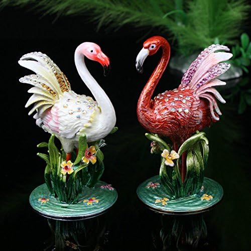 ZNEWLOOK FLAMINGO JEWETS CAIXA DE TRINKET DE BEJEWELED FLAMINGO PEWTER BEJEWELED TOLETA/CAIXA DE JOIXAS ENCONTRADAS