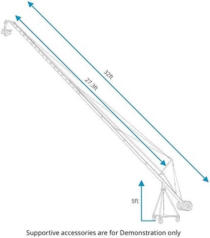 Proaim Wave-5p 32ft Camera Jib Crane com tripé e Dolly para produção de cinema de cinema. 21 kg/46,3 lb de carga útil, comprimentos