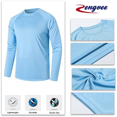 Zengvee Mens UPF 50+ Camisas de natação ao ar livre Camisas de treino de proteção solar de manga longa para atletismo, corrida,