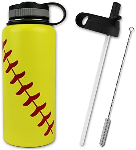 Garrafa de água Urbanifi Baseball Softball Tumbler de 32 oz para homens Mom Men Flask Sports Travel Waterbottle, aço inoxidável,