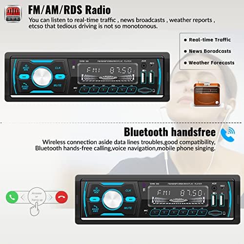 Sixwin Single Din Car estéreo com Bluetooth FM AM RDS DAB+ Mídia Digital de Mídia Din Din MP3 Player Multimedia Player com controle