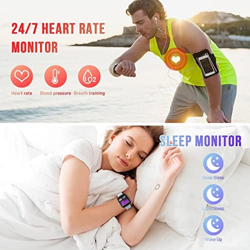 WoEdnx Smart Watch, 1.4'''''''''Ortle Touch Fitness Tracker com freqüência cardíaca, pressão arterial e monitor do sono, notificação