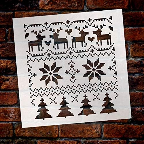 Estêncil de padrão de suéter de Natal por Studior12 | Natal DIY | Almofadas de avental | Presente sazonal | Craft Winter Home Decor | Modelo Mylar reutilizável | Paint Wood Sign - Selecione Tamanho