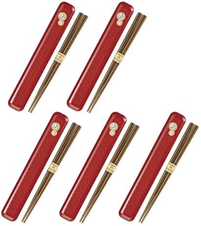 CTOC Japan Selecione CTC-117691 Capticks & Case Set, Red, 1,0 x 7,5 x 0,6 polegadas, pauzinhos 7,1 polegadas, Red Kaga Temari Kaga, 5 pares