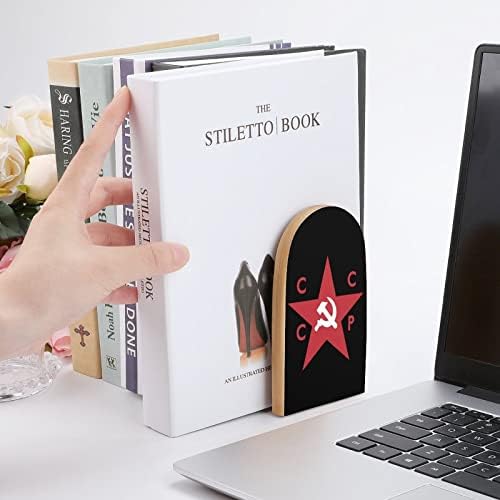 CCCP URSS STAR Wooden Bookends Livros não esquisitos Stands Livro Livro Livro Ends suporta prateleiras de estantes Decoração 1 par