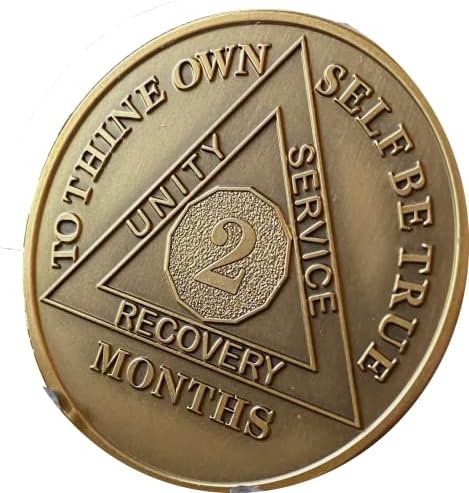 RecoveryChip Gravável 2 meses aa medalhão grande 1,5 Premium premium de bronze 60 dias sobriedade medalion