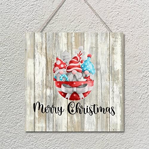 Letre de madeira de Natal Gnome fofo Feliz Natal Rustic Wood sinal de natal Decorações rústicas Placa de madeira Placa para lavanderia