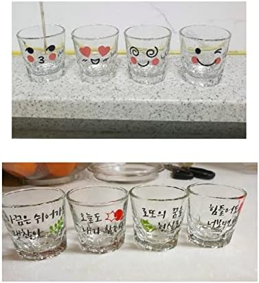 Soju vidro SoJU Shot Glass 소주 소주 잔 Korean SoJU Alcool Glasses Wishware Cute Cutélo Icon + Hangul Wise dizendo 8 PCs