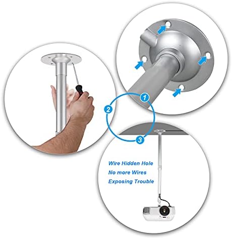 Projeto de parede de teto Yiephiot Mount Mount Universal Projecor Suporte de altura extensível Montagem de 15-24in Hanger Projector