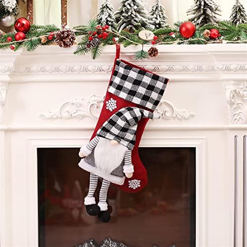 Aetygh 3 pacote meias de Natal, búfalo Verifique as meias figuras de elfo gnome de Natal, decorações de Natal para festas