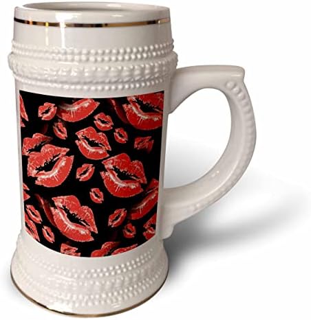 3drose dois beijos colidiram o padrão de lábios de cor vermelha - 22oz de caneca de caneca