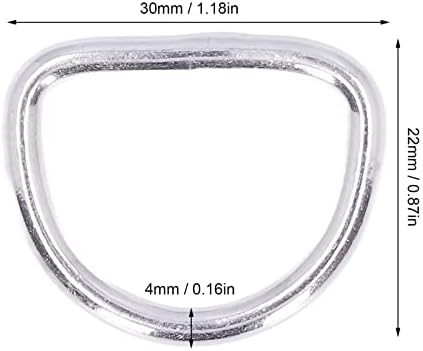 WALFRONT 10PCS Marine Grade D Ring, Aço inoxidável 316 Acessórios de barco sem costura soldados 4x30x22mm usado para equipamento,